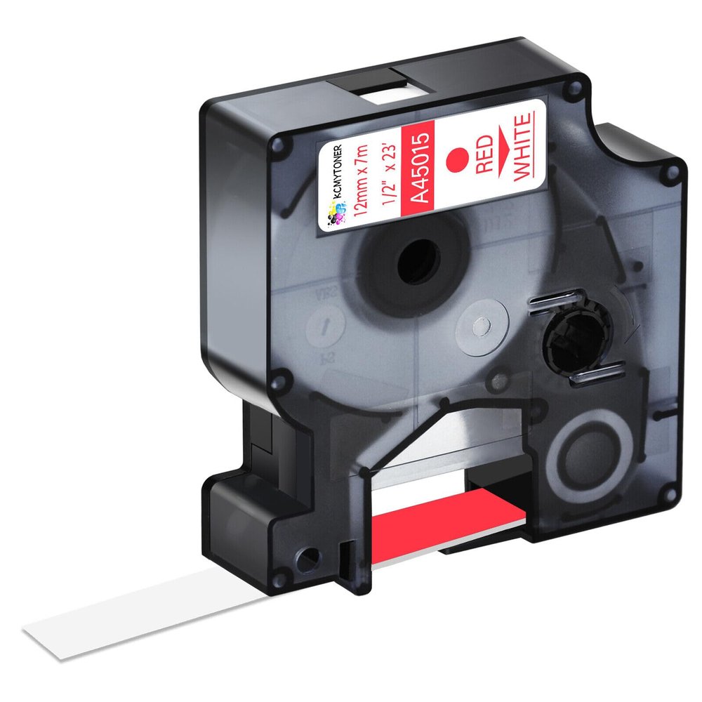 KCMYTONER 100 Pack Compatible for Dymo D1 45015 S0720550 Label Maker Tape Red on White 1/2 inch x 23 feet Label Tape for LabelPoint 100 150 200 250 300 350
