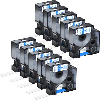 KCMYTONER 10 Pack Compatible for Dymo D1 45014 S0720540 Label Maker Tape Blue on White 1/2 inch x 23 feet Label Tape for LabelPoint 100 150 200 250 300 350