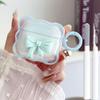 Cute AirPods 4 Clear Case Cover, Girly 3D Bow Design Soft TPU Protective Shockproof Kawaii Apple iPod 4th Generation Cover with Cleaner Kit & Keychain Girls - Turquoise view 1