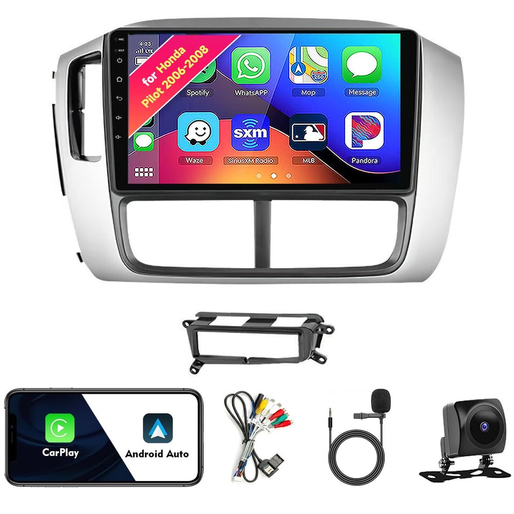 Car Radio Stereo for Honda Pilot 2006-2008, Android 13, 9" IPS Touch Screen Upgrade Dash Kit with CarPlay & Android Auto, GPS Navigation DSP SWC 5G WiFi Camera 8CORE 4+64GB