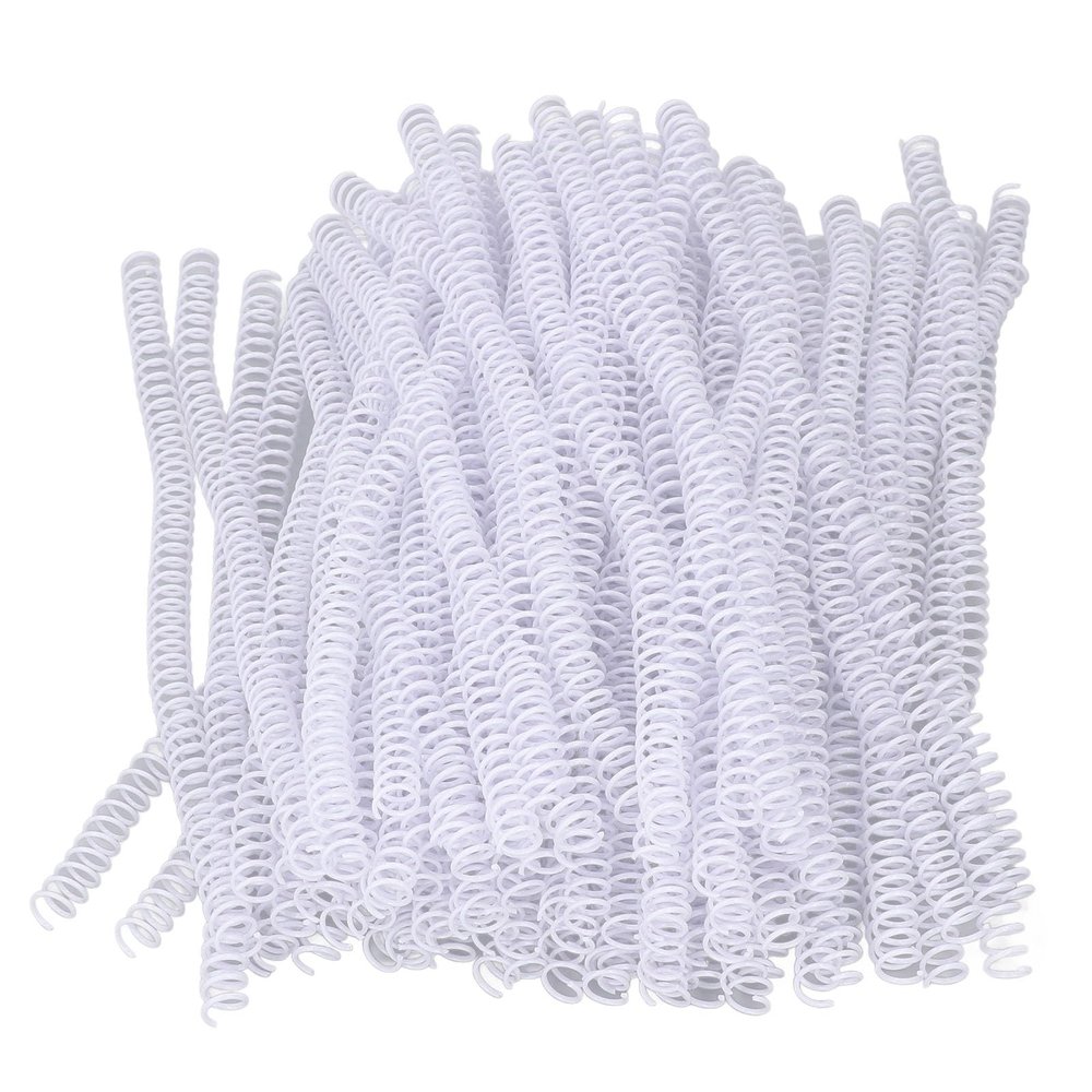 100Pcs Spiral Binding Coils Plastic Dia 9.5mm 3/8in 48 Teeth 4:1 Ratio 75 Sheet Capacity for A4 Paper, Spiral Binding Spines for Office Documents, Engineer Papers, Business (White)