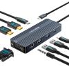 USB C Docking Station Dual Monitors,Laptop Docking Station with Dual HDMI 4K@60HZ,1*VGA 1080P@60HZ,2 * 5G USB A,1 * 5G USB C,3.5MM Audio,PD100W;8 in 1 Dock Station for MacBook/Windows (Grey) view 1