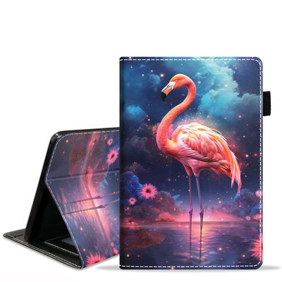 BXIKEOPIU Case for Amazon Kindle Fire HD 10 Tablet (10.1 inch, 9th/7th Generation, 2019/2017 Release), Slim PU Leather Stand Folio Cover with Auto Wake Sleep - Flamingo