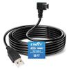 EWAY Mini USB Dash Cam Power Cable 13ft, for Rexing V1 Pro V5 V3 Byakov S6 Rove R2-4K Dashcam Dashboard Camera Recorder, USB 2.0 A to 90 Degree Right Angle Mini-B Charging Cord Car Charger Adapter view 1