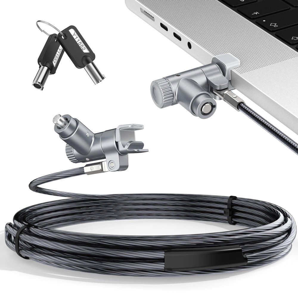AboveTEK Laptop Locking Cable for MacBook Pro 14/16 (20212024), Anti-Theft Keyed Laptop Security Lock, 6.56ft Cut-Resistant Steel Computer Lock Cable, Rotatable & Portable Design