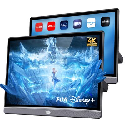 13.3" Car TV Headrest Monitor for Back Seat, 4K Android Tablet Portable Rear Entertainment System, Support Phone Wireless Mirror Link Touch Screen, with WiFi/HDMI/USB/Video Player, 4G+64G