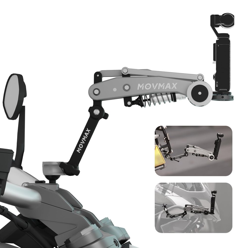 Aluminum Alloy Motorcycle Camera Clamp Mount for DJI Osmo Pocket 3/insta360/Gopro Hero, Motorcycle Bike Handlebar Stabilizer, Super Clamp with 1/4 Screw&360 Ball Head, Heavy-Duty Mount Accessories