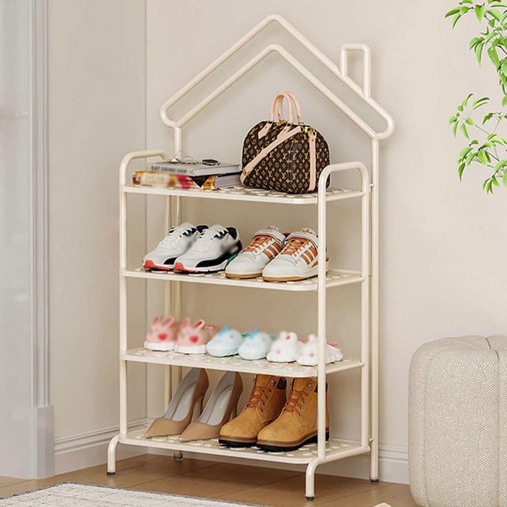 JHDXL Shoe Organizer, Multifunctional Shoe Cabinet, Metal Shoe Rack, Stackable Boot & Shoe Storage, Organizer for Entryway, Closet, Dorm & Small Spaces(White,65 * 97cm/25.6 * 38.1in)