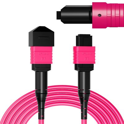 VANDESAIL OM4 MPO/MTP Fiber Patch Cable 5M/16.4FT, 12 Core Strand 40G/100G/200G,UPC Type B Female LSZH50/125m Multimode MPO Fiber for QSFP+/QSFP28 Transceivers (OM3/ 8 Core Compatiable)