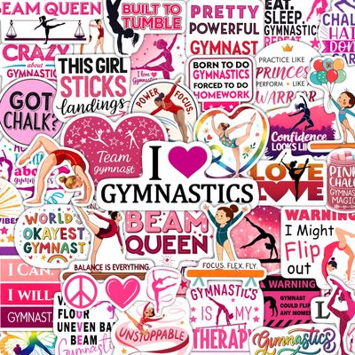 100Pcs Gymnastics Stickers for Girls for Water Bottle, Phone, Laptop - Gymnastics Party Supplies & Gifts - Sport Girl Stickers - Gift for Women & Men