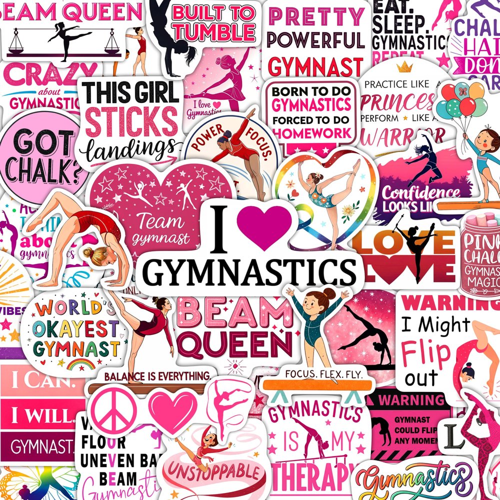 100Pcs Gymnastics Stickers for Girls for Water Bottle, Phone, Laptop - Gymnastics Party Supplies & Gifts - Sport Girl Stickers - Gift for Women & Men