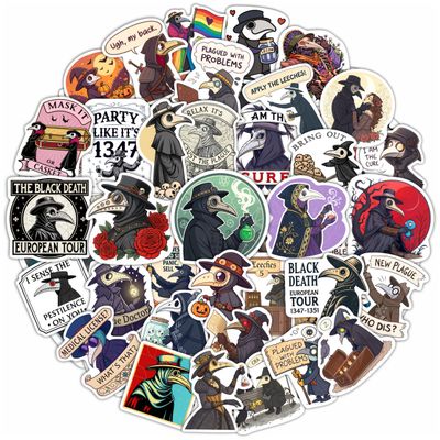 100Pcs Plague Doctor Stickers for Water Bottle, Laptop - Plaque Doctor Decoration & Party Supplies - Spooky Stickers - Gift for Women & Men
