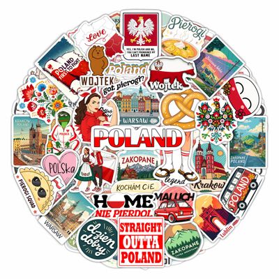 100Pcs Poland Stickers for Luggage, for Water Bottle, Polish Flag Stickers Small- Poland Party Supplies, Polish Gifts - Gift for Women & Men