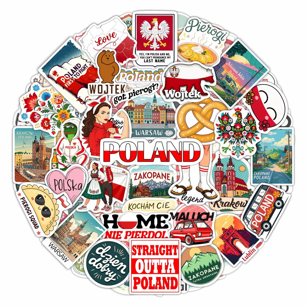 100Pcs Poland Stickers for Luggage, for Water Bottle, Polish Flag Stickers Small- Poland Party Supplies, Polish Gifts - Gift for Women & Men