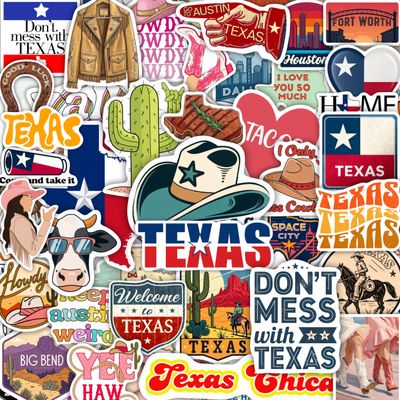 100Pcs Texas Stickers and Decals for Water Bottle, Laptop - Texas Gifts, Party Supplies & Dacorations - Austin and Houston Stickers Waterproof - Gift for Women & Men