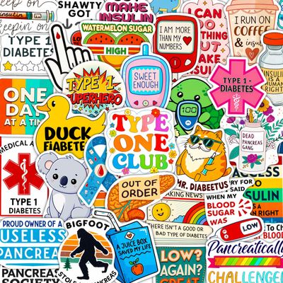 100Pcs Diabetes Stickers for Water Bottle - Diabetic Stickers and Decals - Diabetes Gifts for Diabetics - Gift for Women & Men