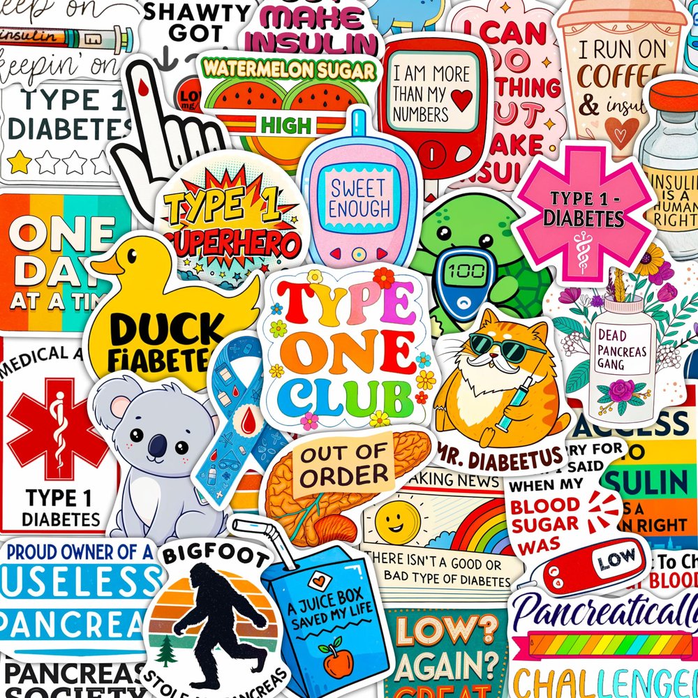 100Pcs Diabetes Stickers for Water Bottle - Diabetic Stickers and Decals - Diabetes Gifts for Diabetics - Gift for Women & Men