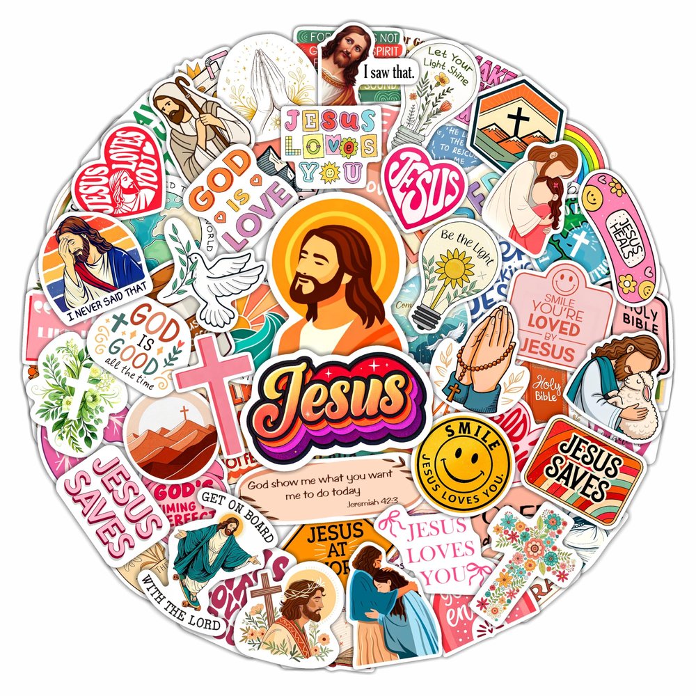 100Pcs Christian Stickers for Water Bottle, Laptop - Religious, Jesus Stickers - Christian Gifts, Party Supplies & Decorations - Gift for Women & Men