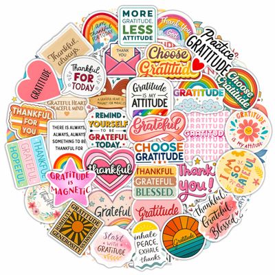 100Pcs Gratitude Stickers for Water Bottle, Thankful Sticker Gratitude Gifts Bulk, Positive Quotes Decals Gifts for Women & Men