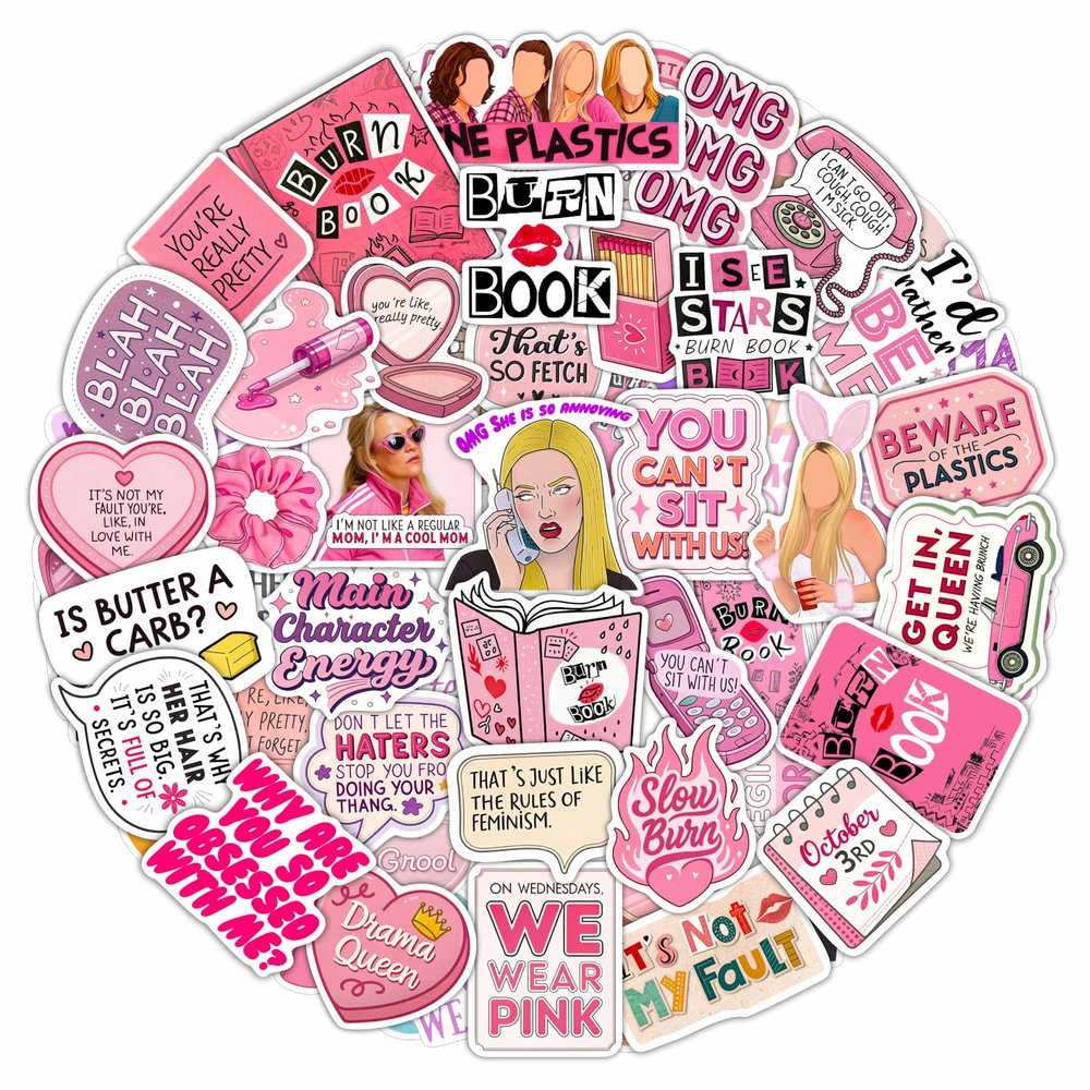 100Pcs Burn Book Stickers for Laptop, Waterbottle - Burn Book Party Decorations & Favors - Gift for Women & Men
