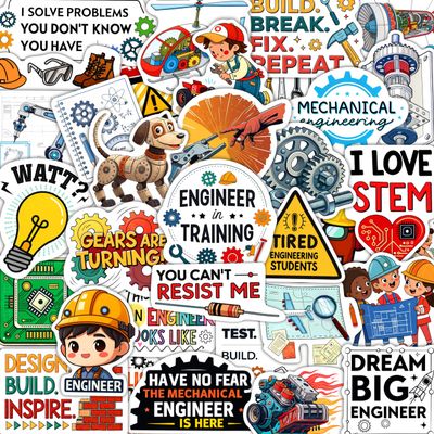 100Pcs Engineering Stickers for Laptop, for Water Bottle - Engineering Gifts & Party Supplies - Engineer Stickers - Gift for Women & Men