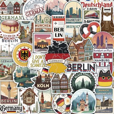 100Pcs Germany Stickers Small for Luggage, Water Bottle - Germany Party Supplies- German Stickers - Gift for Women & Men