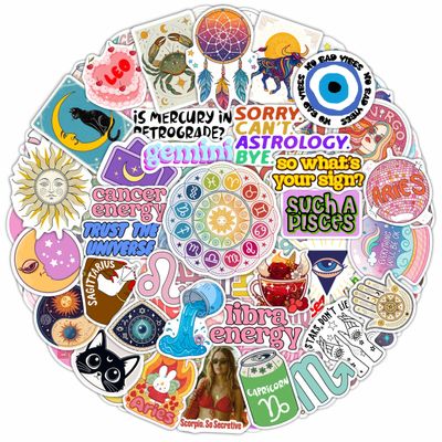 100Pcs Astrology Stickers for Water Bottle, Laptop - Zodiac Stickers - Astrology Gift, Party Decoration - Mystical Decals - Gift for Women & Men
