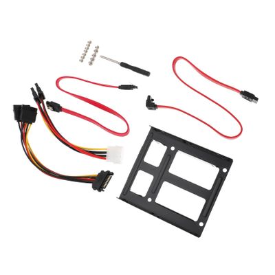 TEHAUX 2.5-inch to 3.5-inch SSD Hard Drive Adapter Tray Set Metal Mounting Bracket for Desktop Computer Power Cable