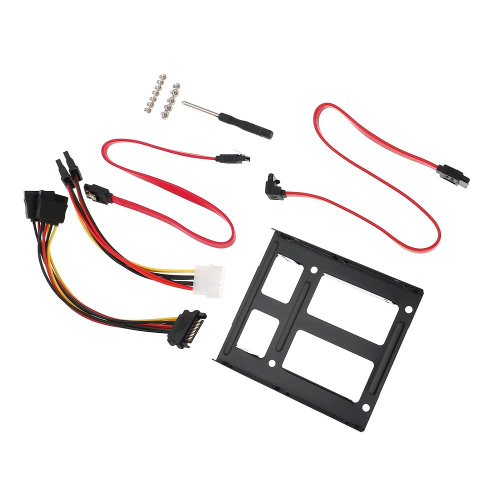 TEHAUX 2.5-inch to 3.5-inch SSD Hard Drive Adapter Tray Set Metal Mounting Bracket for Desktop Computer Power Cable