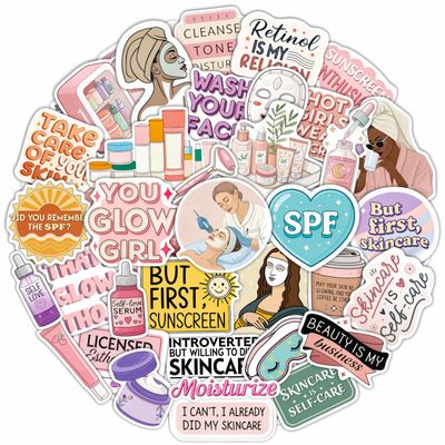 100Pcs Esthetician Stickers for Laptop, Skincare Stickers - Esthetician Party Supplies, Gifts - Gift for Women & Men