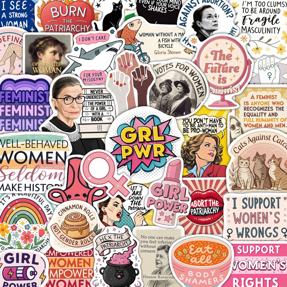 100Pcs Feminist Stickers, Decals - Feminism Stickers for Water Bottle, Laptop - Feminist Party Supplies & Dacorations - Gift for Women & Men