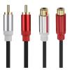 ACGTUY Metal Shell Gold Plated Double R/CA Male to 2 Two R/CA Female Audio Video Cable Line Twin R/CA Male Video Audio Cord Wire Line(Male to Female,1m) view 2