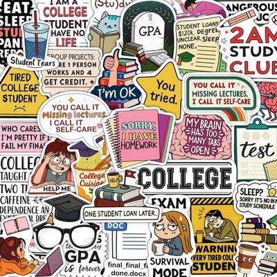 100Pcs College Stickers for Water Bottles, for Laptop, for Planners - Party Supplies for College - Gift for Women & Men