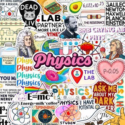 100Pcs Physics Stickers Funny for Laptop, Water Bottle - Physics Gifts & Party Supplies & Dacorations - Natural Sciences Sticker Pack - Gift for Women & Men