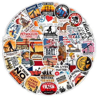 100Pcs Oilfield Stickers for Hardhats, Water Bottle - Oilfield Gifts for Oil Field Worker - Oil Field Party Decorations - Gift for Women & Men