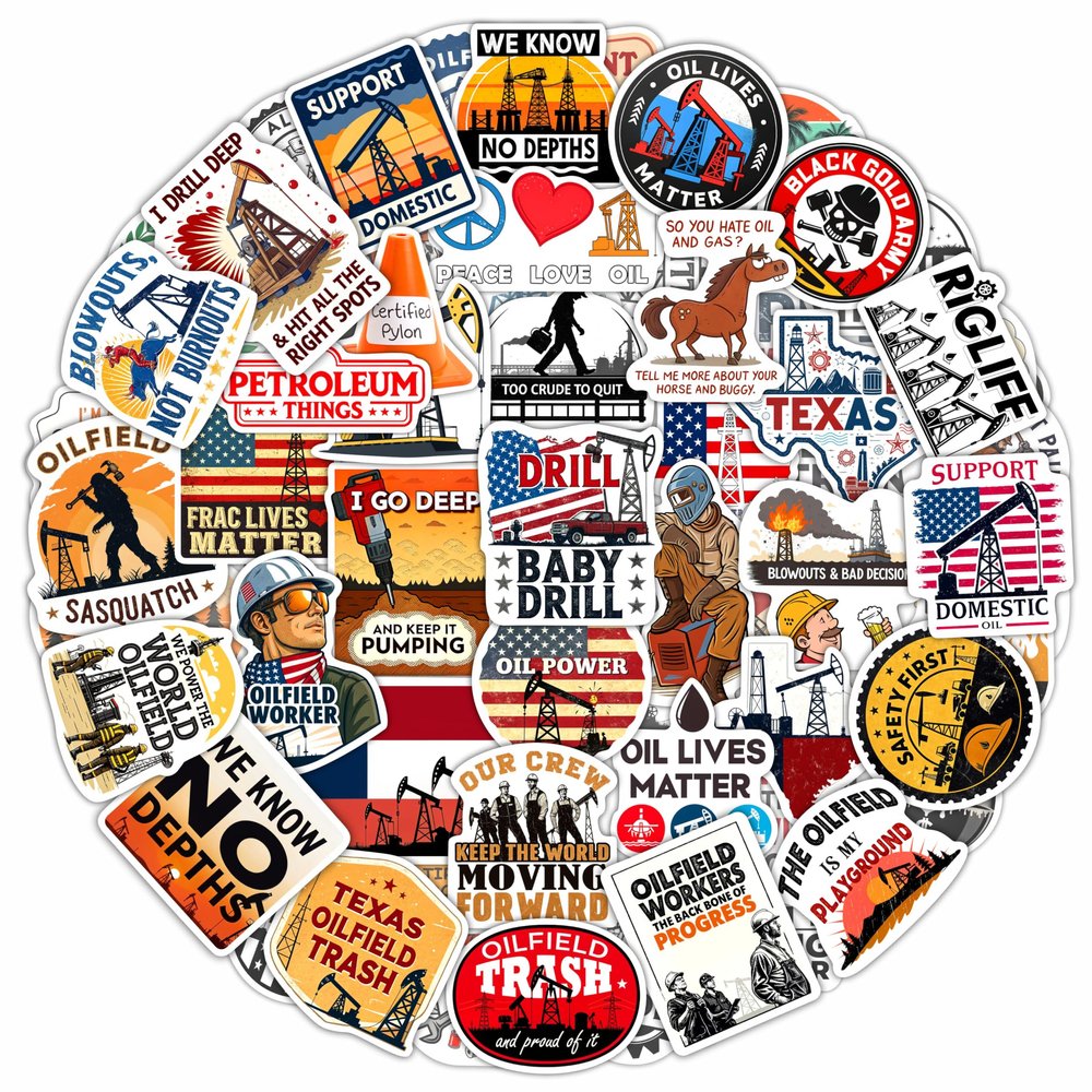 100Pcs Oilfield Stickers for Hardhats, Water Bottle - Oilfield Gifts for Oil Field Worker - Oil Field Party Decorations - Gift for Women & Men