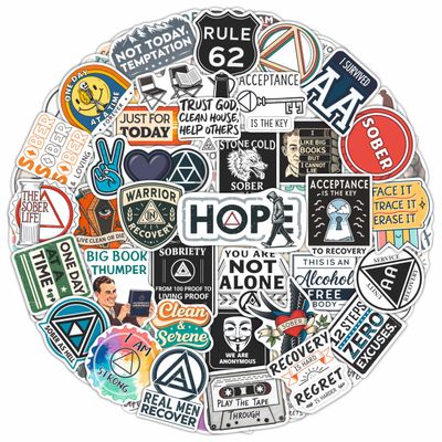 100Pcs Sobriety Stickers Bulk for Water Bottle, Laptop - Recovery Stickers and Decals, Sobriety Gifts for Man, Sober Decals & Party Supplies - Gift for Women & Men