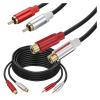 ACGTUY Metal Shell Gold Plated Double R/CA Male to 2 Two R/CA Female Audio Video Cable Line Twin R/CA Male Video Audio Cord Wire Line(Male to Female,10m) view 1