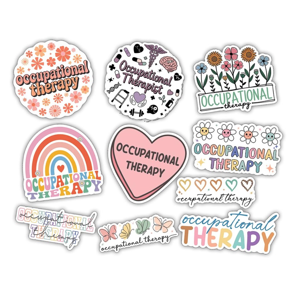 10pcs Occupational Therapy Sticker Sheet, Uplifting Vinyl Decals for OT Practitioners, Students, Clinic Teams, Waterproof, UV-Resistant, for Laptop, Water Bottle, Clipboard, Phone Case (Design 4)