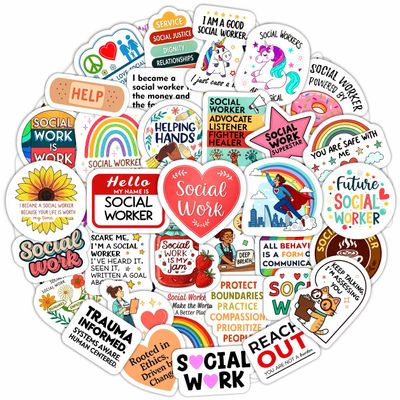 100Pcs Social Work Stickers for Laptop, for Water Bottle - Social Worker Gifts - Gift for Women & Men