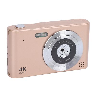 4K Digital Camera, Auto Focus 16x Zoom 48MP Vlogging Camera with 2.4 Inch Screen, Anti Shake Compact Camera with Flash, for Travel Photography (Light Gold)