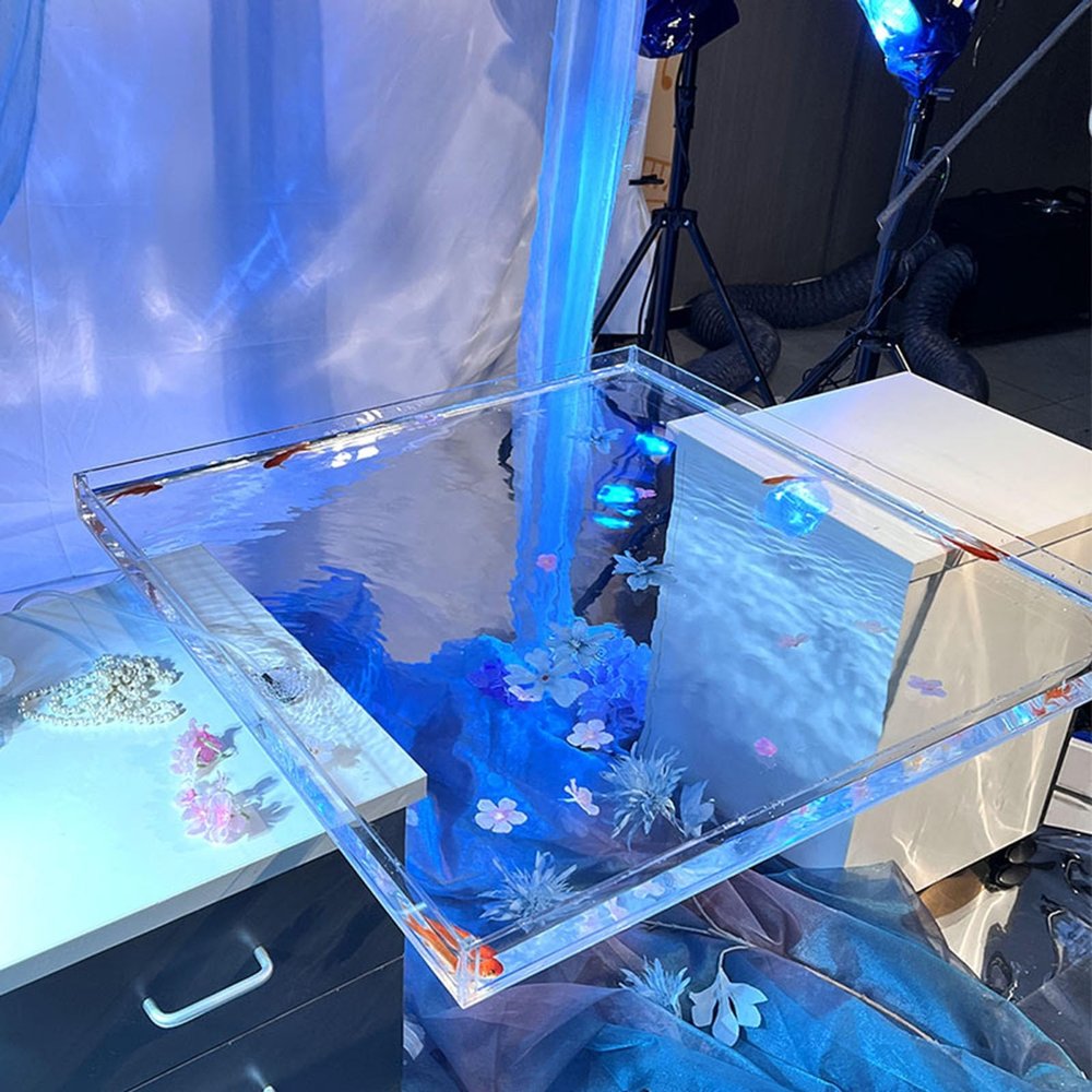 GFLPSQIA Rectangle Square Acrylic Tray for Photography, Large/Small Acrylic Water Tank Shallow Shooting Tray - Countertop Storage Box, Floating Cosmetic Display Tray(80x60x10cm/31.5x23.6x3.9in)