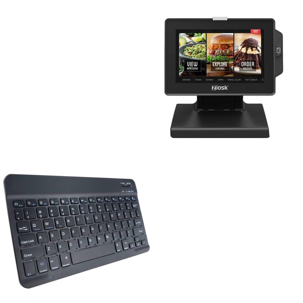BoxWave Keyboard Compatible with Ziosk Tablet - SlimKeys Bluetooth Keyboard, Portable Thin with Chiclet-Style Keys - Jet Black