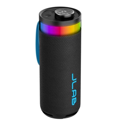 JLab Go Party Portable Bluetooth Speaker, Midnight Black, 10 Watts of Power, 16+ Hours of Playtime, IP56 Waterproofing, Customizable RGB LED Lighting, Lab Sync Up to 100 Speakers, Custom Sound in-App