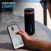 JLab Go Party Portable Bluetooth Speaker, Midnight Black, 10 Watts of Power, 16+ Hours of Playtime, IP56 Waterproofing, Customizable RGB LED Lighting, Lab Sync Up to 100 Speakers, Custom Sound in-App view 3