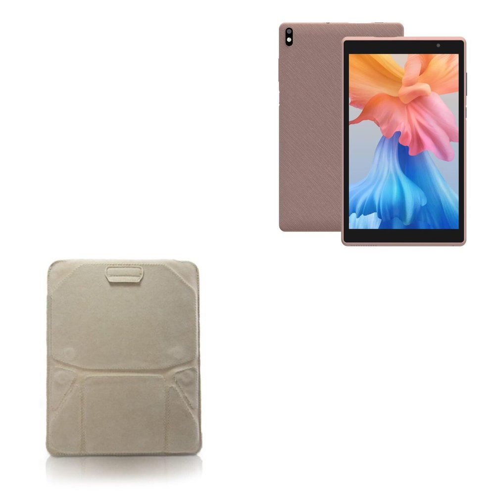 BoxWave Case Compatible with NOVOJOY NVCP80 Android 11 Tablet (8 in) - Velvet Pouch Stand, Velour Slip Sleeve Built-in Foldable Kickstand - Tan