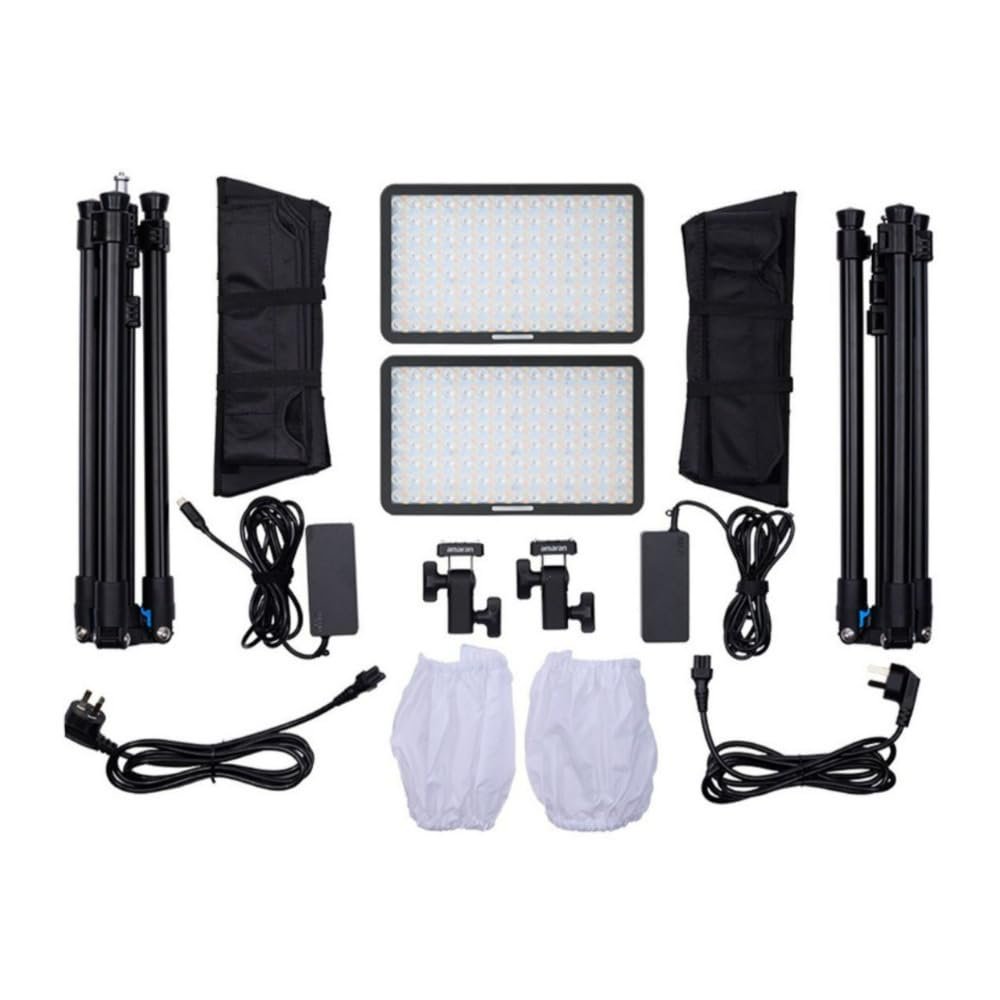 amaran Pano 60c 60W Output RGBWW Full Color Panel 2-Light Kit with 12 Lighting Effects and Quick Operation Mode (Charcoal)
