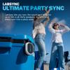 JLab Pop Party Portable Bluetooth Speaker, Black, 8+ Hours of Playtime, IP55 Waterproofing, Detachable Loop Handle, Customizable RGB LED Lighting, Lab Sync Up to 100 Speakers, Custom Sound in-App view 4