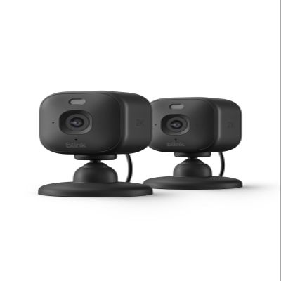Blink Mini 2K+ (newest model) Plug-in Home & Pet Security Camera with 2K video resolution, color night vision, enhanced audio, motion detection 2 cameras (Black)