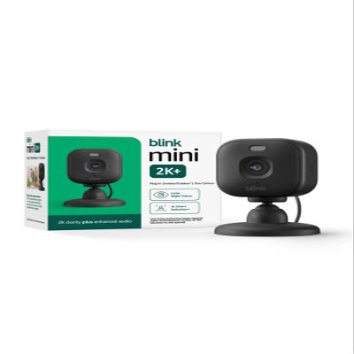 Blink Mini 2K+ (newest model) Plug-in Home & Pet Indoor Security Camera with 2K video resolution, night vision, enhanced audio, motion detection 1 camera (Black)